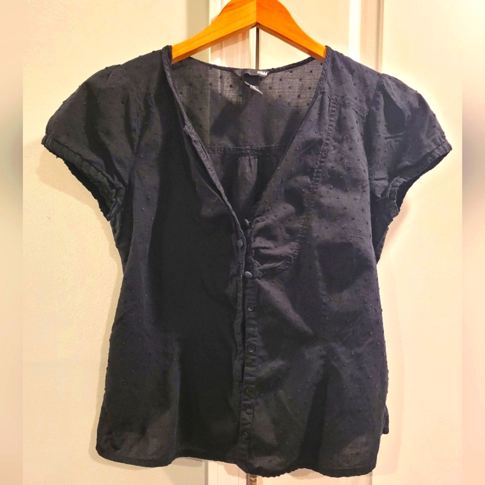 H&M black button shirt size 12